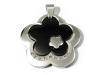 Anhänger aus chirurgischem Stahl 35x35mm BLACK FLOWER